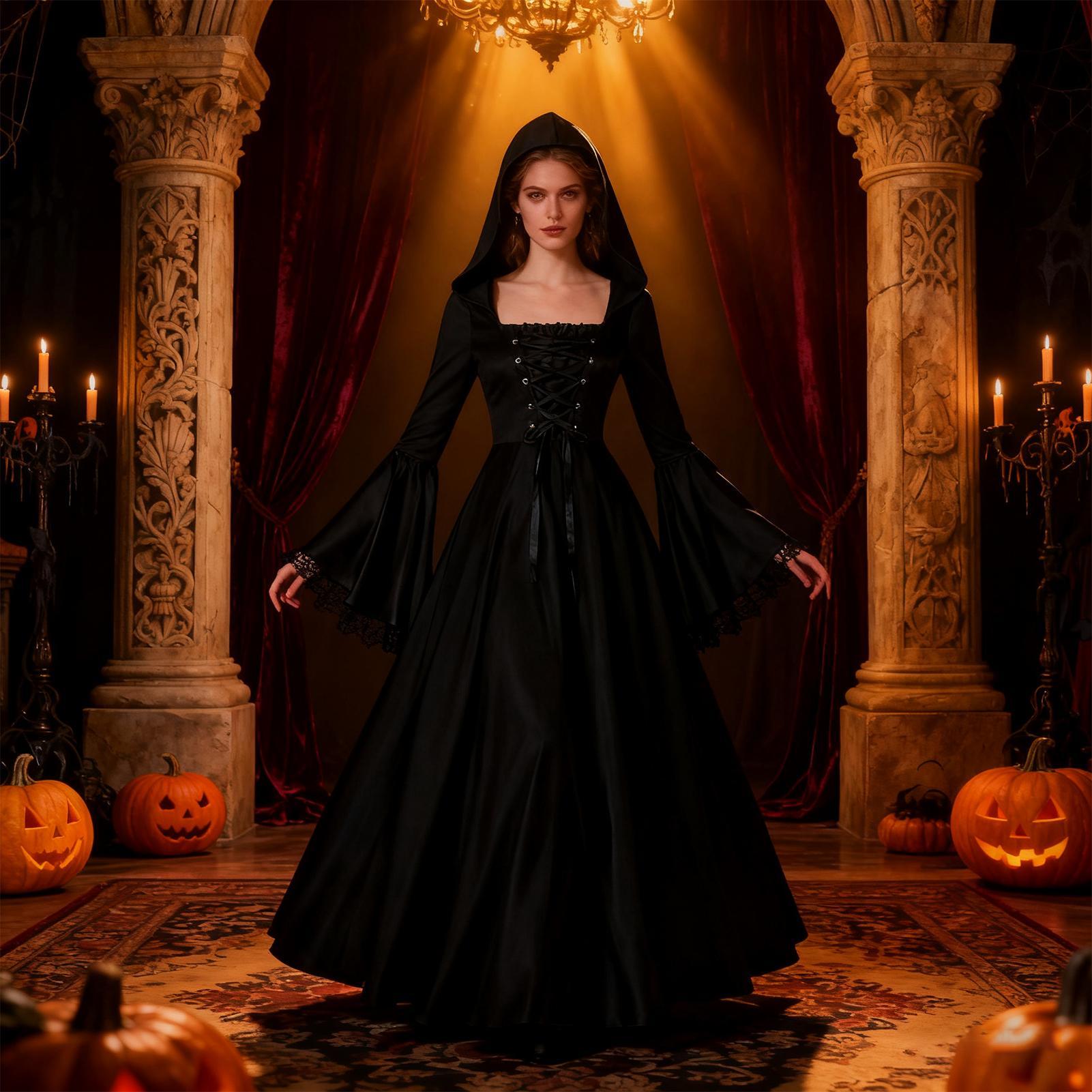 Halloween Witch Costume Mediev - Medieval Renaissance Dress Women ulasan dan harga