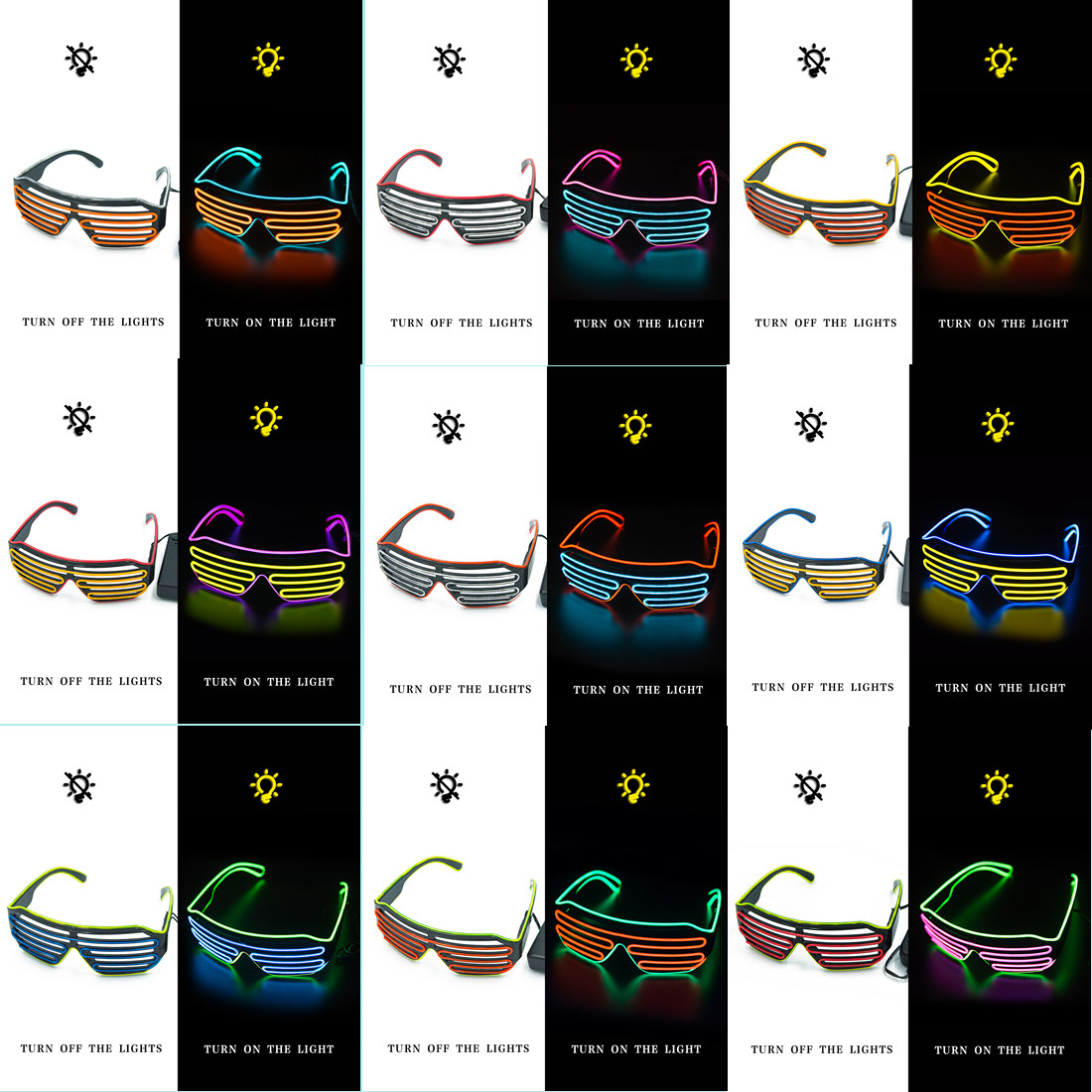 Glowing Glasses LED Gafas Lumi - Glow In The Dark Party Glasses ulasan dan harga