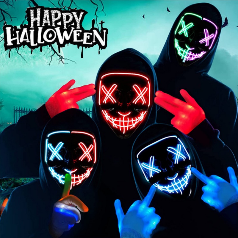 Scary Halloween Cosplay Light  - Led Purge Mask Halloween ulasan dan harga