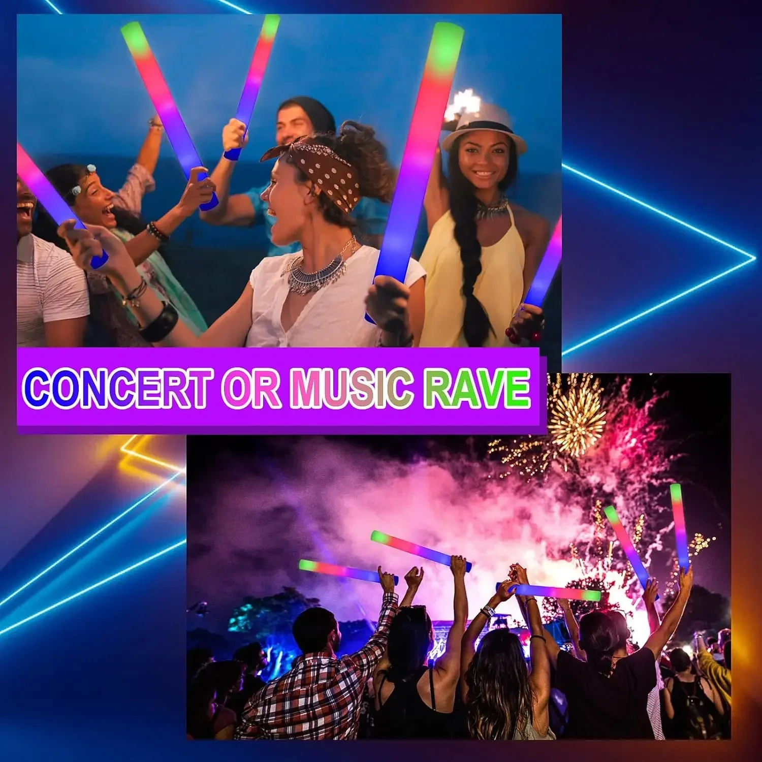 50PCS Led Foam Glow Sticks Chr - Flashing Led Foam Sticks Party ulasan dan harga