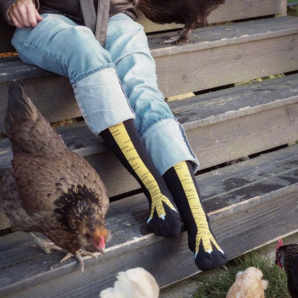 Novelty Cotton High Tube Chick - Funny Chicken Leg Socks ulasan dan harga