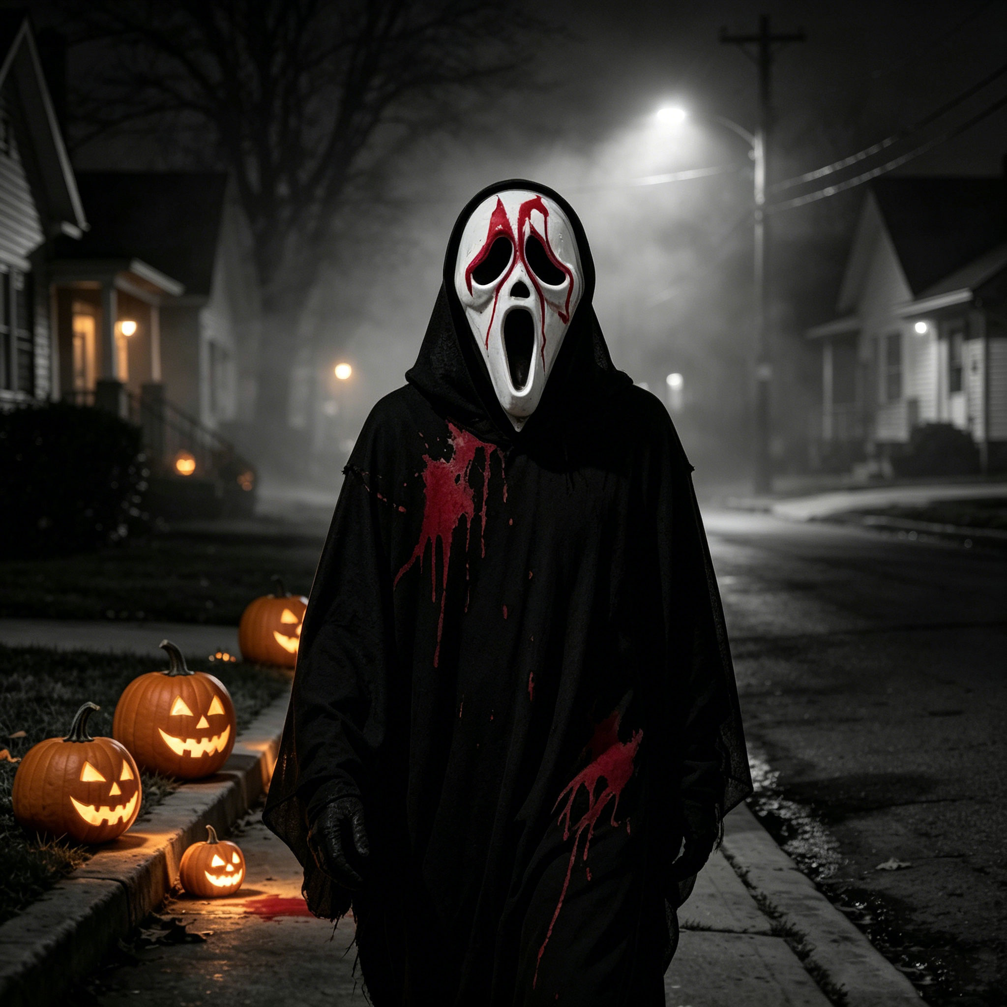 Ghost Horror Mask with Black M - Led Purge Mask Halloween ulasan dan harga