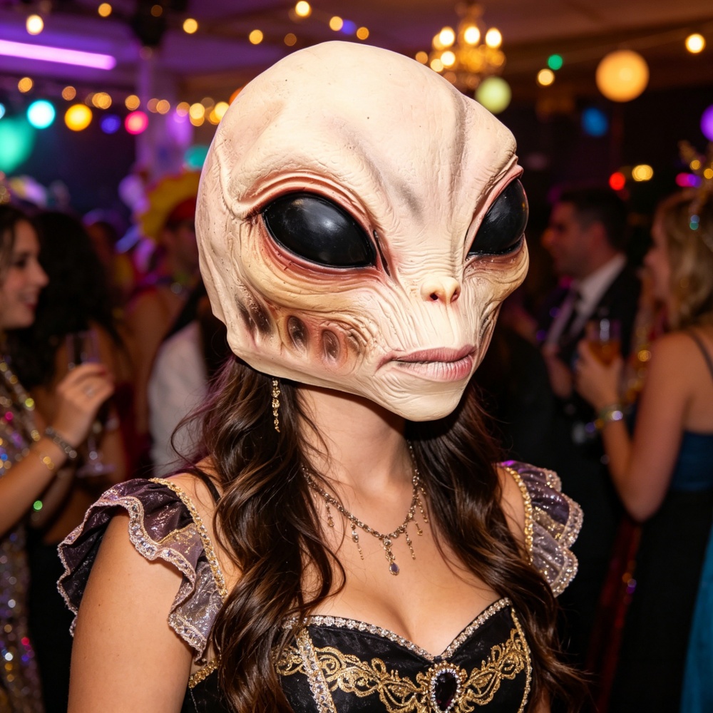 Halloween Alien Mask Party Cos - Latex Alien Mask Realistic ulasan dan harga
