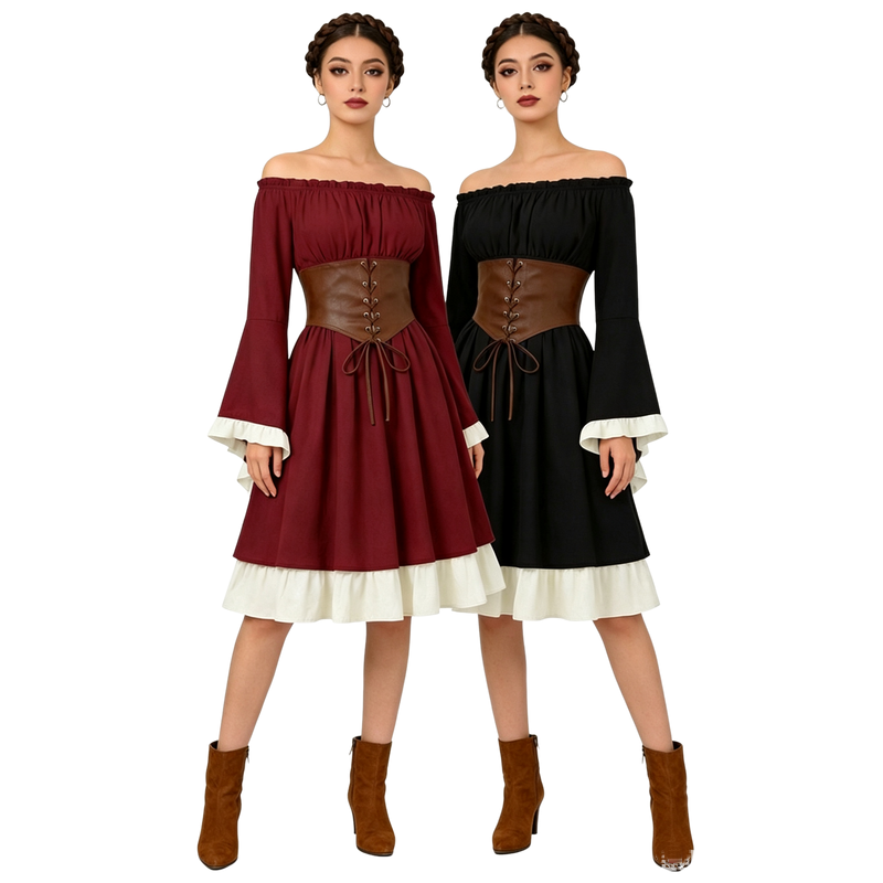 Medieval Renaissance Midi Dres - Medieval Renaissance Dress Women ulasan dan harga