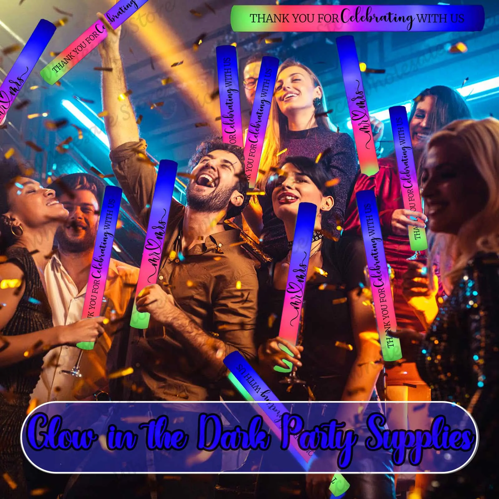 Bulk LED Glow Sticks 100-30PCS - Flashing Led Foam Sticks Party ulasan dan harga