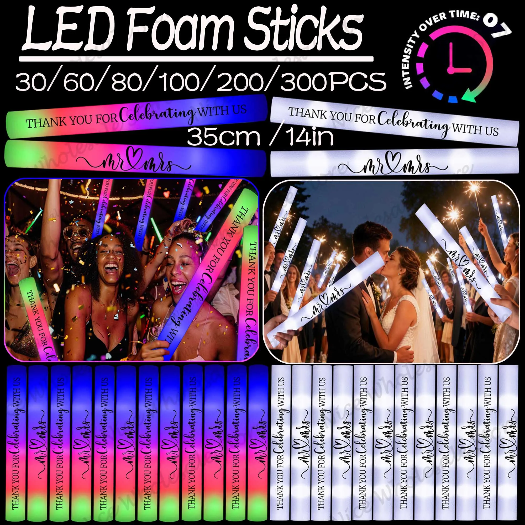 Bulk LED Glow Sticks 100-30PCS - Flashing Led Foam Sticks Party ulasan dan harga